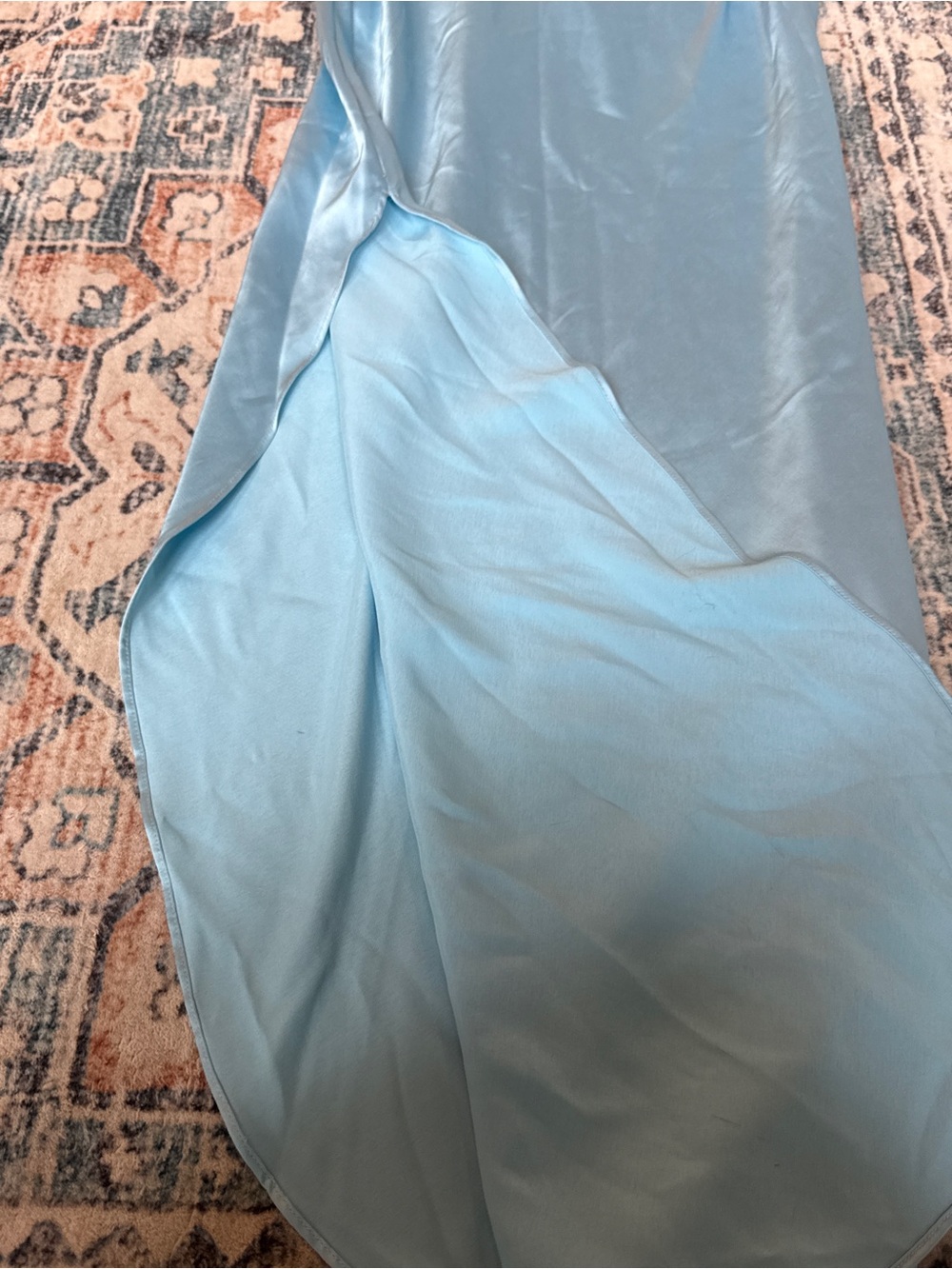 Abercrombie & Fitch NWT Blue Satin One Shoulder Midi Dress Wedding Guest Medium - Picture 8 of 10